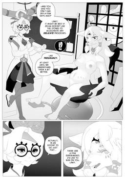 3_eyes after_transformation anthro blush breasts chair collar dialogue eyewear featureless_crotch female furniture glasses group hair looking_aside looking_at_viewer multi_eye nipples nude open_mouth pregnant round_glasses sitting smile tail text window corablue nintendo tears_of_the_kingdom the_legend_of_zelda light_dragon_(totk) link link_(zonai_form) purah zonai_link human mammal zonai 2023 absurd_res comic digital_media_(artwork) english_text hi_res monochrome