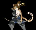 5_fingers anthro arrow_(weapon) bow_(weapon) breasts brown_hair casual_exposure cosplay crossover_cosplay female fingers green_eyes hair holding_object holding_weapon looking_at_viewer medium_breasts nipples one_breast_out ponytail quiver_(object) ranged_weapon ribbons short_hair simple_background solo tail transparent_background weapon limebreaker blizzard_entertainment overwatch hanzo_(overwatch) helia_peppercats domestic_cat felid feline felis mammal alpha_channel crossover hi_res