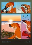 ambiguous_feral ambiguous_gender beach breeze dialogue eating feathers feral happy solo speech_bubble sunset text wind paper-wings adasaurus arthropod crab crustacean decapoda dinosaur feathered_dinosaur feathered_scalie malacostracan marine prehistoric_species reptile scalie theropod comic english_text hi_res male_(lore)