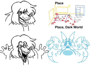 anthro building clothed clothing comparing eyebrow_through_hair eyebrows female frown hair house humor narrowed_eyes open_mouth open_smile sharp_teeth shitpost simple_background smile solo teeth text the_truth translucent translucent_hair white_background wide_eyed epm341 deltarune soyjak thing_vs_thing_japan undertale_(series) susie_(deltarune) wojak reptile scalie 2025 english_text meme reaction_image restricted_palette sketch
