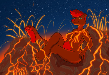 anthro breasts convenient_censorship eruption female hair heat_(temperature) holidays lava mountain nude_anthro pawpads red_hair relaxing sitting slightly_chubby slightly_chubby_anthro slightly_chubby_female volcano jedader new_year bear elemental_creature mammal ursine hi_res