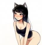 4_ears :3 bare_arms black_clothing black_eyes black_hair black_shirt black_topwear blush bottomless breasts camisole cleavage clothed clothing collarbone female genitals hair human_and_animal_ears leaning leaning_forward long_hair medium_breasts multi_ear pussy shirt simple_background smile solo topwear white_background soduki komi-san_wa_komyushou_desu komi_shouko animal_humanoid cat_humanoid felid felid_humanoid feline feline_humanoid humanoid mammal mammal_humanoid 2018 hi_res portrait three-quarter_portrait