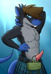 anthro belt blue_background bomb bottomwear clothed clothing doing_it_wrong erection explosive_mines explosives genitals horn inviting kilt looking_at_viewer male penis pose simple_background solo standing tapering_penis text topless weapon zeptophidia circe_(zeptophidia) mammal murid murine rat rodent 2020 english_text hi_res