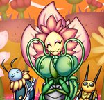 anthro big_breasts breasts detailed_background female flower fur group huge_breasts larger_female male male/female nipples open_mouth pink_flower plant size_difference smaller_female smaller_male vines timmy-22222001 bug_fables moonsprout_games kabbu_(bug_fables) leif_(bug_fables) venus_(bug_fables) vi_(bug_fables) arthropod bee beetle elemental_creature flora_fauna flower_creature hymenopteran insect lepidopteran moth digital_media_(artwork) hi_res