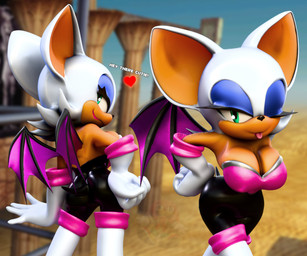 anthro big_breasts big_butt bodysuit breasts butt cleavage clothed clothing female looking_at_viewer pouting skinsuit smile solo text tight_clothing wings hunicrio weirder_garrett sega sonic_the_hedgehog_(series) rouge_the_bat bat mammal 3d_(artwork) absurd_res digital_media_(artwork) english_text hi_res