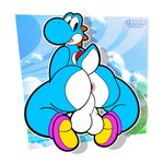 anthro anus backsack balls big_balls big_butt blue_body blue_scales butt clothing footwear footwear_only genitals kneeling looking_back male mostly_nude open_mouth pink_anus raised_tail scales shoes shoes_only solo tail thick_thighs white_body white_scales wide_hipped_male wide_hips veggieafterdark mario_bros nintendo super_mario_bros_wonder yoshi_(character) cyan_yoshi dinosaur prehistoric_species reptile scalie yoshi 1:1 absurd_res hi_res