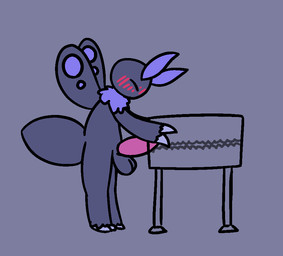 animal_genitalia antennae_(anatomy) anthro arthropod_abdomen balls big_balls big_penis blue_body blue_fur blush blush_lines bouncing_balls breeding_mount fur genitals grey_body huge_penis internal male neck_tuft penis sheath solo tapering_penis tuft wings gandergeist arthropod insect lepidopteran moth aliasing animated digital_media_(artwork)