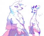 anthro antlers breasts clothed clothing duo female fur horn nude partially_clothed simple_background topless towel white_background nobby_(artist) disney pack_street zootopia betty_(weaver) fan_character velvet_roe_(weaver) canid canine canis deer mammal wolf