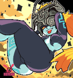 arm_markings black_body black_breasts black_skin blue_markings breasts featureless_breasts featureless_crotch female female_humanoid fused_shadow hair hands_behind_head hands_behind_own_head leg_markings logo looking_at_viewer looking_down looking_down_at_viewer markings multicolored_body multicolored_skin narrowed_eyes not_furry one_eye_obstructed orange_hair pupils red_eyes red_tongue smug_expression smug_eyes smug_face solo text thigh_markings tongue tongue_out two_tone_body two_tone_skin white_body white_skin yellow_sclera ditchu nintendo the_legend_of_zelda twilight_princess midna humanoid imp twili 2026 artist_logo artist_name digital_media_(artwork) hi_res pixel_(artwork) watermark