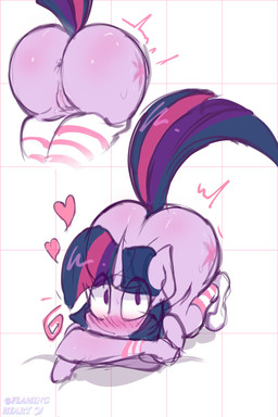 anthro anus ass_up blush bodily_fluids body_blush bubble_butt butt butt_blush butt_focus clothing crossed_arms cutie_mark female footwear genitals glistening glistening_butt heart_symbol horn humanoid_genitalia humanoid_vulva leggings legwear looking_at_viewer lying mane on_front purple_body rear_view socks solo stockings sweat tail thigh_highs vulva wide_eyed wristband flaming_heart_(artist) friendship_is_magic hasbro my_little_pony mythology twilight_sparkle_(mlp) equid equine mammal mythological_creature mythological_equine unicorn colored colored_sketch hi_res sketch
