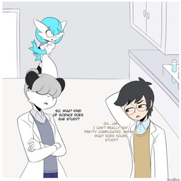 anthro breasts choker clothing coat eyewear female glasses group hair hair_over_eyes jewelry lab_coat legwear male necklace offscreen_character science stockings text topwear frowntown nintendo pokemon aimi_(sleepysushiroll) dr._voir nano_(nanosheep) animal_humanoid aquatic aquatic_humanoid bear gardevoir generation_3_pokemon giant_panda human humanoid mammal pokemon_(species) shiny_pokemon 1:1 absurd_res comic crossover english_text hi_res