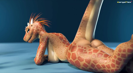 anthro bent_tail blue_background breasts brown_eyes butt female horn looking_at_viewer looking_back looking_back_at_viewer lying nipples nude on_front raised_tail scales simple_background solo tail three-quarter_view nargaflex furromantic_(modeler) microsoft the_elder_scrolls sah-ra_(furromantic) argonian scalie 3d_(artwork) 3d_animation animated digital_media_(artwork) hi_res no_sound short_playtime video