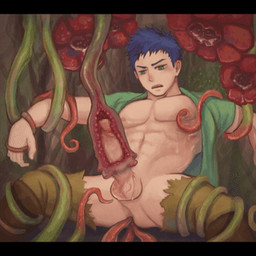 anal anal_penetration bodily_fluids captured clothed clothing cum cum_inside ejaculation erection genital_fluids genitals humanoid_genitalia humanoid_penis male muscular muscular_male nipple_fetish nipple_play not_furry penetration penis plant plant_sex plant_tentacles raised_clothing raised_shirt raised_topwear shirt shirt_behind_head solo tentacles topwear torn_clothing 乱七八糟之三 human mammal 1:1 2d_animation animated low_res motion_tweening