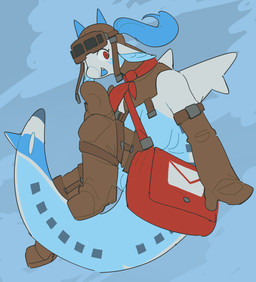 anthro clothed clothing delivery_(commerce) eyewear eyewear_on_head female gloves goggles goggles_on_head handwear postal_delivery solo weeeeps mythology aircraft_animal dragon mythological_creature mythological_scalie scalie hi_res