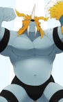 2014 abs anthro biceps blush bulge claws clothing digimon flexing fur hair horn kokuart kokuhane looking_at_viewer male muscles nails one_eye_closed smile solo straps sweat underwear wink zudomon
Rating: Questionable
Score: 6
User: JackalDarkfox
Date: April 01, 2014