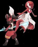 alternate_color ambiguous_gender anthro black_background bone_rush duo fur hair outline pokemon_move red_body red_eyes red_fur red_hair simple_background spikes kakeru_furikake nintendo pokemon pokken_tournament canid canine gardevoir generation_3_pokemon generation_4_pokemon lucario mammal pokemon_(species) 2015 hi_res