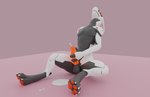 3d_(artwork) anthro balls blender_(artwork) blender_cycles bodily_fluids cum cumshot dani_synth_(dmr11228) digital_media_(artwork) dmr11228 ejaculation genital_fluids genitals grey_balls grey_body hi_res humanoid_genitalia humanoid_penis machine male orange_eyes orange_pawpads pawpads paws penis robot solo synth_(vader-san) white_body