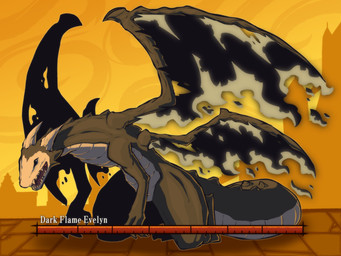 big_tail black_body black_eyes claws digitigrade female feral horn kneeling multicolored_body pattern_background simple_background solo spread_wings tail white_body wings yellow_background whygena dark_souls fromsoftware mythology evelyn_(whygena) dragon mythological_creature mythological_scalie scalie 2024 4:3 hi_res