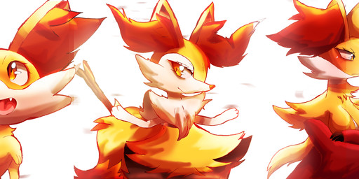 anthro black_body black_fur breasts daww ear_tuft evolutionary_family family featureless_breasts female female_anthro female_feral feral fluffy fluffy_ears fluffy_tail fur group light medium_breasts neck_tuft object_in_tail open_mouth open_smile pokemorph red_body red_eyes red_fur simple_background smile stick stick_in_tail tail tan_body tan_fur tongue trio tuft white_background white_body white_fur felipotyphlosion nintendo pokemon braixen canid canine delphox fennekin generation_6_pokemon mammal pokemon_(species) 2026 absurd_res digital_drawing_(artwork) digital_media_(artwork) hi_res lighting