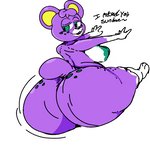 anthro areola big_butt breasts butt curvy_figure dialogue feet female freckles half-closed_eyes narrowed_eyes smile solo text voluptuous ponk animal_crossing nintendo megan_(animal_crossing) bear mammal english_text