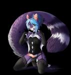 anthro armwear big_tail biped blue_eyes blue_hair blush clothed clothing corset crossdressing elbow_gloves erection femboy fluffy fluffy_tail fur garter_belt garter_straps genitals gloves hair handwear humanoid_genitalia humanoid_penis kneeling lace legwear lingerie long_hair long_tail looking_at_viewer male membrane_(anatomy) panties patagium penis penis_poking_out ponytail purple_body purple_fur simple_background smile solo stockings tail thong topwear transparent_background underwear mirotic sam_(boha) american_opossum australian_possum mammal marsupial petaurid sugar_glider alpha_channel digital_media_(artwork) hi_res shaded