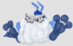 3_toes 4_toes abdominal_bulge anthro belly big_belly big_feet claws digit_ring duo feet jewelry male male/male oral_vore ring same_size_vore soles toe_claws toe_ring toes vore heartman98 jaelen pooka hi_res