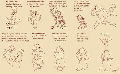 adult_on_baby age_difference all_the_way_through ambiguous_gender animal_genitalia anthro balls big_penis bodily_fluids bottomwear bulge clothing cum cum_inside cum_through cumshot diaper duo ejaculation equine_genitalia genital_fluids genitals launching male meta_humor neonate pacifier pants parody penetration penis profanity questionable_consent sex_through_clothing size_difference stroller text through_diaper what young sen_grisane_(artist) jayjay sen_grisane_(character) asinus bovid caprine donkey equid equine goat mammal comic english_text hi_res