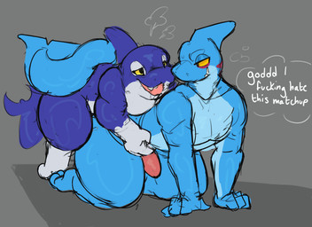 anal anal_penetration anthro anthro_on_feral anthro_penetrated bestiality blue_body blue_fin countershade_eyes countershade_torso countershading doggystyle duo erection eyebrows eyeshadow facial_markings feral feral_penetrating feral_penetrating_anthro from_behind_position genitals head_markings holding_hips looking_at_another looking_at_partner looking_back looking_back_at_another looking_back_at_partner looking_pleasured makeup male male/male male_penetrated male_penetrating male_penetrating_male markings nude open_mouth penetration penile penis pink_tongue red_markings sex shark_fin shark_tail simple_background smile smirk smirking_at_partner snout tail teeth text thick_thighs thought_bubble tongue white_body ridge_(artist) dungeons_of_aether rivals_of_aether orcane slade_(dungeons_of_aether) aquatic canid canine cetacean dolphin fish hybrid mammal oceanic_dolphin orca shark toothed_whale 2026 absurd_res colored_sketch digital_drawing_(artwork) digital_media_(artwork) english_text hi_res sketch