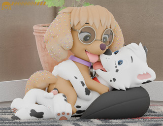 bodily_fluids cum cum_in_vagina cum_inside duo eyewear female feral genital_fluids genitals glasses has kissing male male/female penetration penis vaginal vaginal_penetration young young_feral unknowndata paw_patrol fan_character spots_(oc_marvispot84) sugar_flake_(unknowndata) bird_dog canid canine canis cocker_spaniel dalsky_(dalmatian_and_husky) domestic_dog hunting_dog mammal spaniel 3d_(artwork) digital_media_(artwork) hi_res