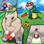 anthro embarrassed genitals impressed male nude penis plant xxvvxx mario_bros nintendo super_mario_bros_wonder elephant_mario elemental_creature elephant elephantid flora_fauna mammal piranha_plant proboscidean 1:1 hi_res