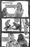 all_fours anthro argument arm_wraps bandage bandaged_arm clothing collarbone comic dialogue duo english_text equid equine felid front_view greyscale horse jewelry kneeling love male mammal mixed_media monochrome necklace nipples painting_(artwork) pantherine pen_(artwork) practice shoulder_blades side_view simple_background sitting smile snout spandex spar speech_bubble text three-quarter_view tight_clothing tk_archer tongue tongue_out traditional_media_(artwork) trans_(lore) trans_man_(lore) watercolor_(artwork) white_background wraps wrestling