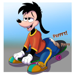 anthro bottomwear clothed clothing diaper feces front_view male pants pooping sitting sitting_on_skateboard skateboard soiled_diaper soiling soiling_diaper solo torn_bottomwear torn_clothing torn_pants unclean_diaper used_diaper using_diaper vehicle wearing_diaper young baltnwolf disney goof_troop max_goof canid canine canis domestic_dog mammal 1:1 digital_media_(artwork) hi_res