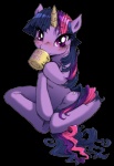 beverage blush coffee container cup cutie_mark female feral food fur hair holding_container holding_cup holding_object horn long_hair looking_at_viewer multicolored_hair pony_joe's purple_body purple_eyes purple_fur purple_hair short_hair simple_background sitting solo transparent_background two_tone_hair buttercup_saiyan sankam third-party_edit friendship_is_magic hasbro my_little_pony mythology twilight_sparkle_(mlp) equid equine mammal mythological_creature mythological_equine unicorn alpha_channel colored