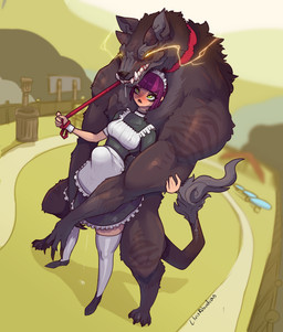 abdominal_bulge anthro anthro_penetrating anthro_penetrating_female anthro_penetrating_human biped blush breasts claws clothed clothed_female clothed_human clothing duo feet female female_on_anthro female_penetrated fingers front_view fur hair human_on_anthro human_penetrated interspecies male male/female male_penetrating male_penetrating_female male_penetrating_human nude nude_anthro nude_male penetration sex standing stripes tail teeth toes lluisabadias canid canine human mammal 2026 absurd_res digital_drawing_(artwork) digital_media_(artwork) hi_res