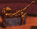 bath dieselpunk mechanical_parts metal rust sand scales yellow_body yellow_scales dirtypaperjoe armadillo_girdled_lizard girdled_lizard lizard reptile scalie 2023 digital_drawing_(artwork) digital_media_(artwork) hi_res