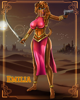 anthro arabian face_veil female gun handgun harem_jewelry harem_outfit holding_object holding_weapon melee_weapon pistol ranged_weapon solo sword weapon afantasyhero emilia_mirzejewska canid canine canis domestic_dog mammal mastiff molosser rottweiler 4:5 absurd_res hi_res