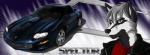 anthro banner blue_eyes car clothing headlights jacket male muscular muscular_anthro muscular_male red_clothing red_shirt red_topwear shirt solo topwear vehicle fuzzycoma chevrolet spector canid canine fox mammal marble_fox red_fox true_fox