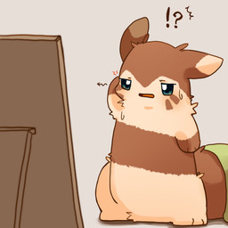 ambiguous_gender bedding blanket bodily_fluids brown_body brown_fur confusion crotch_tuft daww dipstick_ears ear_markings feral fur implied_transformation interrobang looking_at_self multicolored_ears solo standing sweat sweatdrop tired tuft ke_mo_suke nintendo pokemon domestic_ferret furret generation_2_pokemon mammal mustelid musteline pokemon_(species) true_musteline weasel 1:1 2019 hi_res