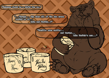 aftermath dessert eating eating_feces eating_food feces feces_in_mouth food ice_cream implied_feces implied_feces_consumption implied_scat implied_scat_eating male sitting solo thinking thinking_about_another thought_bubble yonnixart brimstone_(jasafarid) kuruk_(character) varoch_(character) bear mammal absurd_res hi_res