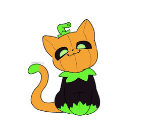 ambiguous_gender black_body black_fur black_nose black_sclera closed_smile curled_tail dipstick_tail feral food for_a_head front_view fruit fur gloves_(marking) green_body green_eyes green_fur head_tilt leaf leg_markings looking_at_viewer markings mouth_closed multicolored_body multicolored_fur neck_tuft orange_body orange_fur plant pumpkin pumpkin_head simple_background sitting sitting_on_ground smile smug_face socks_(marking) solo tail tail_markings tuft white_background sanseon1 pumkat domestic_cat elemental_creature felid feline felis flora_fauna food_creature mammal object_head 2025 watermark