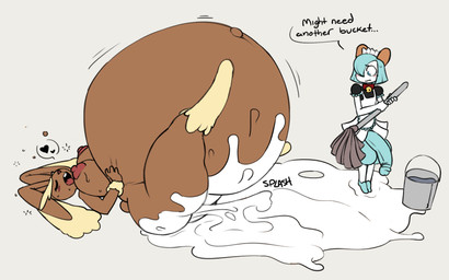after_sex anthro areola balls bell bell_collar belly big_areola big_balls big_belly big_breasts big_nipples big_penis biped bodily_fluids breasts brown_body brown_fur bucket butt cleaning_tool clothing collar container cum cum_ballooning cum_expulsion cum_inflation cum_inside cum_on_belly cum_on_body cum_on_butt cum_on_ground cum_pool cum_splatter dialogue duo excessive_cum excessive_genital_fluids female femboy flaccid foreskin fur genital_fluids genitals grey_background huge_balls huge_belly huge_breasts huge_penis humanoid_genitalia humanoid_penis hyper hyper_balls hyper_belly hyper_genitalia hyper_inflation hyper_penis inflation long_ears long_penis looking_pleasured lying maid_uniform male mop nipples nude on_back orgasm orgasm_face penis retracted_foreskin simple_background small_but_hung standing sweat text thick_penis thick_thighs tongue tongue_out uniform wide_hips angstrom nintendo pokemon kurly generation_3_pokemon generation_4_pokemon kirlia lopunny pokemon_(species) shiny_pokemon 2019 absurd_res digital_media_(artwork) english_text hi_res