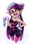 breasts cleavage clothed clothing condom ear_piercing fangs female gloves handwear humanoid_pointy_ears orange_eyes piercing pointy_ears pseudo_hair sexual_barrier_device solo teeth tentacle_hair tentacles cavitees nintendo splatoon callie_(splatoon) animal_humanoid cephalopod cephalopod_humanoid humanoid inkling marine marine_humanoid mollusk mollusk_humanoid hi_res