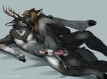 anal anal_penetration animal_genitalia animal_penis anthro antlers bodily_fluids canine_genitalia canine_penis cum cum_in_ass cum_inside duo erection fur genital_fluids genitals grey_body grey_fur hair holding_leg horn knot leg_glider_position licking long_hair looking_at_another male male/male penetration penile penile_penetration penis penis_in_ass predator/prey raised_leg sex small_penis tongue tongue_out eleacat jb_greymane canid canine canis deer mammal wolf 2022