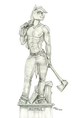 anthro axe belt bottomwear clothed clothing hair male melee_weapon muscular muscular_male navel nipples pants sculpture solo statue topless weapon wood baron_engel friendship_is_magic hasbro my_little_pony big_macintosh_(mlp) earth_pony equid equine horse mammal pony 2022 graphite_(artwork) greyscale hi_res monochrome traditional_media_(artwork)