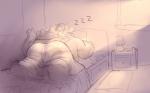 anthro bed butt furniture humanoid_hands male overweight overweight_anthro overweight_male sleeping solo caazerenam mario_bros nintendo bowser koopa scalie 16:10 2019 hi_res widescreen