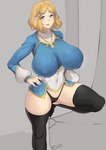 big_breasts blonde_hair breasts clothing female hair huge_breasts humanoid_pointy_ears nipple_outline not_furry panties pointy_ears short_hair solo underwear metalowl breath_of_the_wild nintendo the_legend_of_zelda princess_zelda humanoid hylian absurd_res hi_res