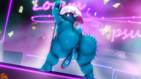 anthro backsack balls big_balls big_butt big_penis blue_body butt butt_slap dancing dutch_angle falling_money genitals glowing glowing_eyes hair logo male money motion_blur motion_lines neon_lights neon_sign nipples penis pink_ears pink_nipples pole presenting presenting_hindquarters sign slap smoke solo stage strip_club stripper stripper_pole twerking white_hair moonwulf fan_character alien 16:9 2025 3d_(artwork) artist_logo digital_media_(artwork) hi_res source_filmmaker_(artwork) widescreen
