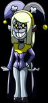 chaos clothing grin jester latex latex_transformation liquid simple_background smile solo transformation transparent_background villainous vulpivoid deltarune undertale_(series) jevil_(deltarune) noelle_holiday darkner deer hybrid mammal 2022 alpha_channel hi_res