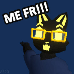 anthro black_body clothed clothing eyewear fully_clothed glasses glowing glowing_eyes male pixelated solo wearing_glasses d3nofur shain_(d3nofur) wojak domestic_cat felid feline felis mammal 1:1 3d_(artwork) alpha_channel blender_(artwork) blender_eevee_(artwork) digital_media_(artwork) meme watermark
