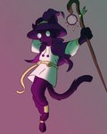 anthro black_body black_fur clothing dreamcatcher eyewear fur glasses hat headgear headwear magic_user male quarterstaff solo witch witch_hat yamidoart hasbro wizards_of_the_coast catfolk domestic_cat felid feline felis mammal 4:5 absurd_res hi_res